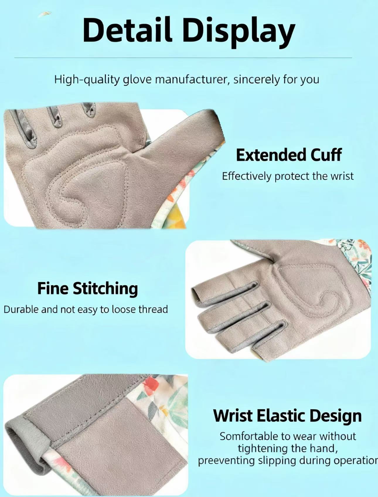 Ladies' gardening weeding work gloves, ladies' garden gloves, puncture-resistant and puncture-free, used for digging, planting and pruning - 图片 3