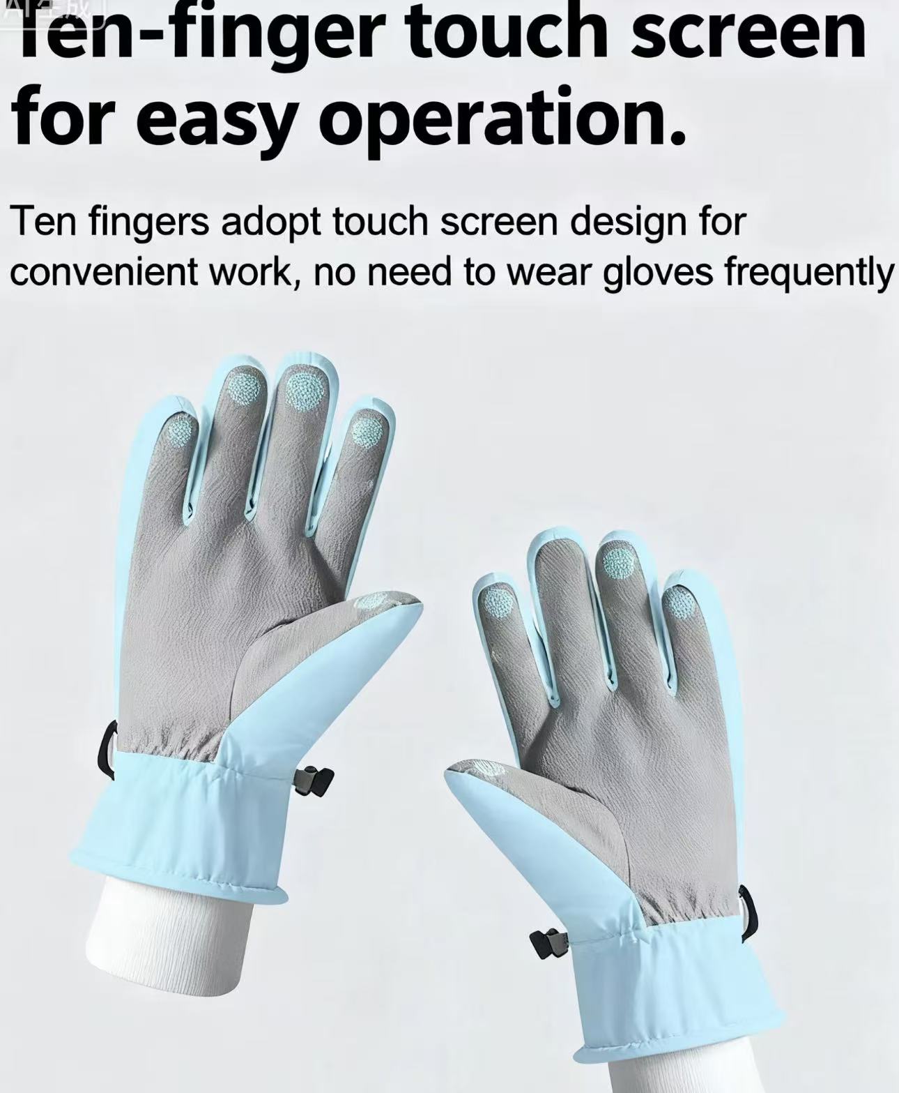 Winter ski gloves for women and men, windproof and snow-proof touch screen warm gloves, warm thickened gloves with wool, suitable for skiing and cycling - 图片 3