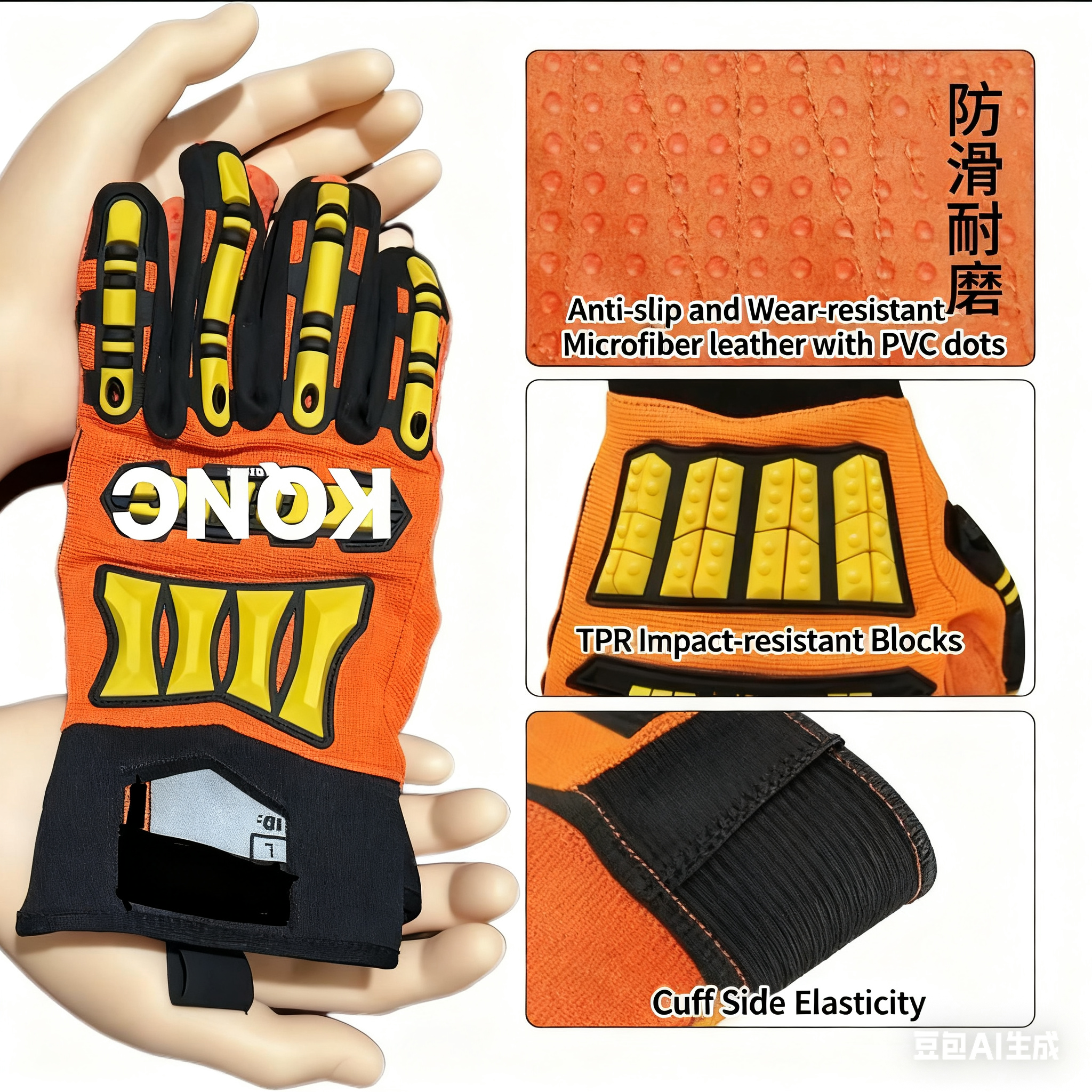 Wholesale TPR mechanical shockproof gloves for construction sites, mining rescue, anti-cutting and anti-crushing operations, and labor protection gloves - 图片 2