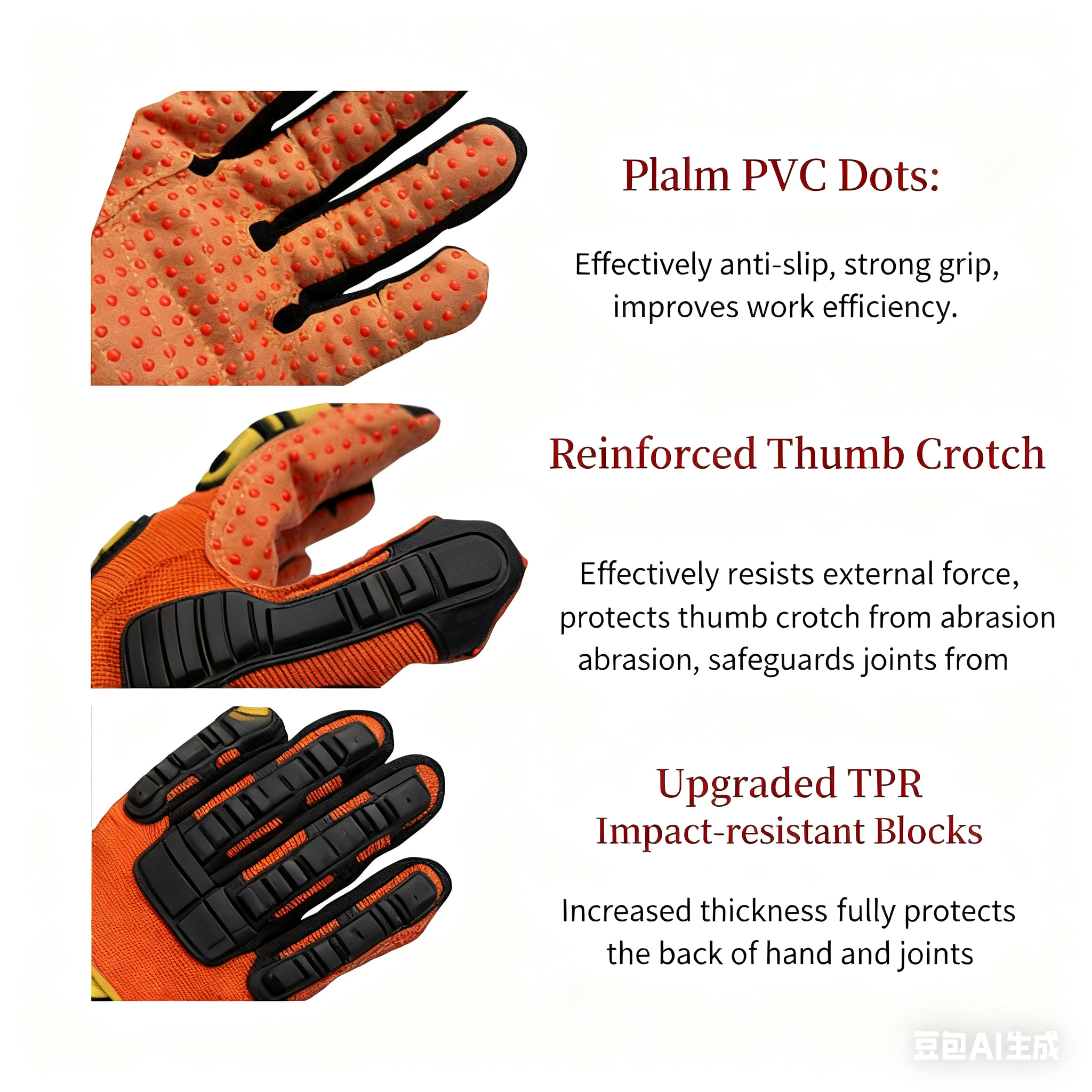 Wholesale TPR mechanical shockproof gloves for construction sites, mining rescue, anti-cutting and anti-crushing operations, and labor protection gloves - 图片 5