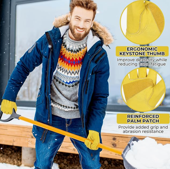 HANDLANDY winter work gloves for men and women, waterproof and heat-insulating genuine leather work gloves for cold weather - 图片 4