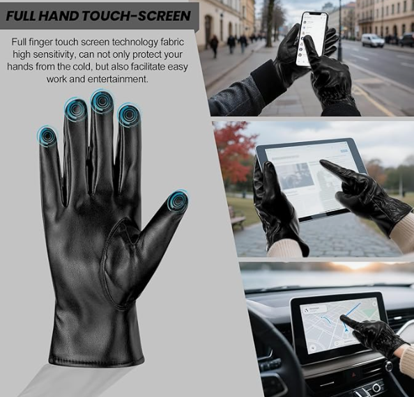 Long Keeper Winter Leather Gloves for Women Soft Warm Lined Touchscreen Texting Driving Gloves PU Leather Cold Weather Glove - 图片 3