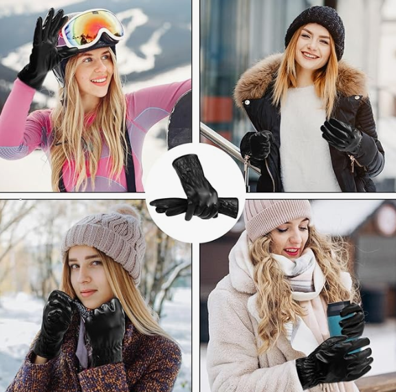 Long Keeper Winter Leather Gloves for Women Soft Warm Lined Touchscreen Texting Driving Gloves PU Leather Cold Weather Glove - 图片 4