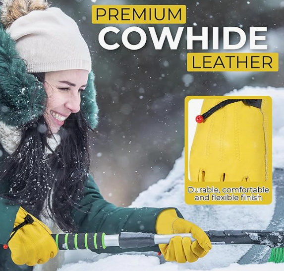 HANDLANDY winter work gloves for men and women, waterproof and heat-insulating genuine leather work gloves for cold weather - 图片 3