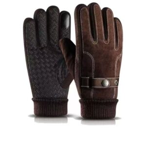 Men's leather winter warm inner touch screen gloves are suitable for motorcycle riding in cold weather. Leather gloves gift
